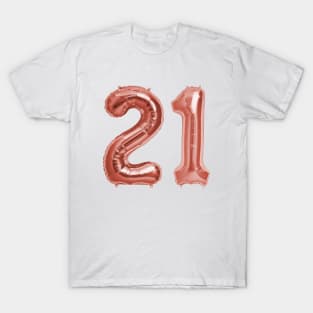 Rose Gold 21st Birthday Metallic Helium Balloons Numbers T-Shirt